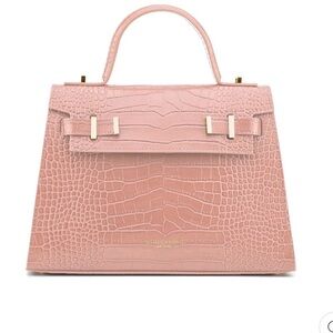 Teddy Blake Pink Croc-Embossed Top Handle Satchel